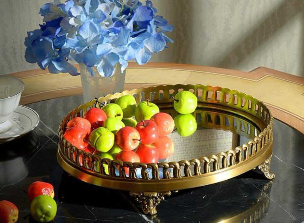 Gilt Bronze Brass Mirrored Tray - westmenlights