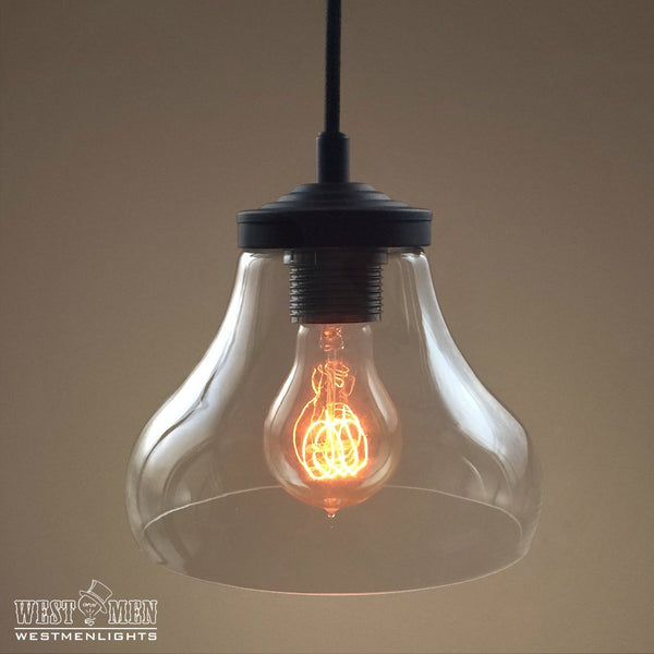 Bell 1 Light Clear Glass Pendant Light -  westmenlights