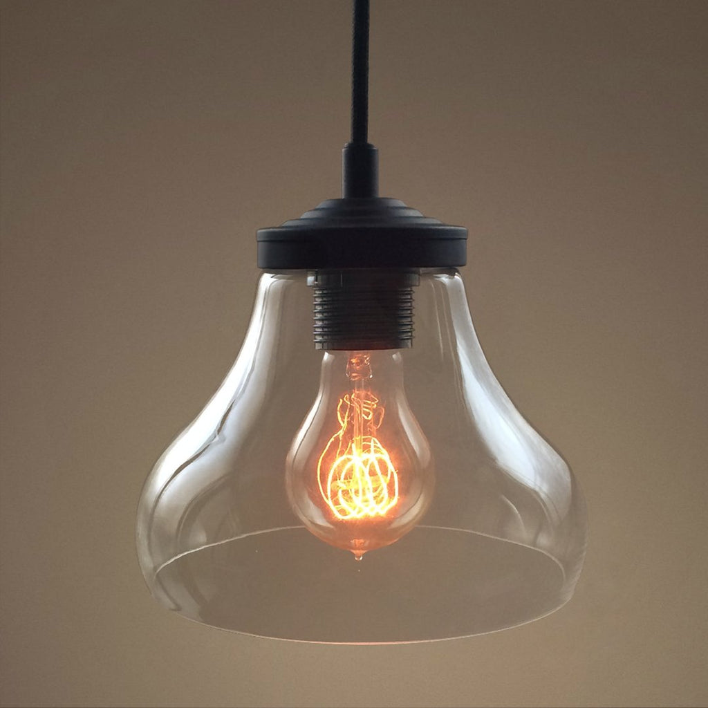 Bell 1 Light Clear Glass Pendant Light -  westmenlights