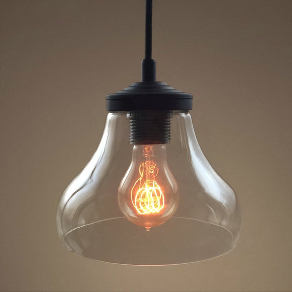 Bell 1 Light Clear Glass Pendant Light -  westmenlights