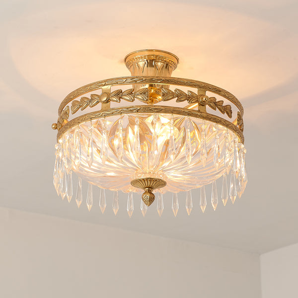 gilt bronze ceiling light with crystal lampshades -  westmenlights
