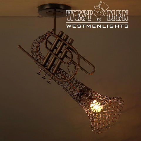 Trumpet 1 Light Brown Metal Pendant Light -  westmenlights