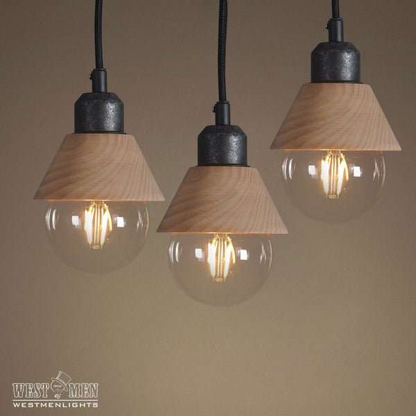 Wooden Mini Pendant Light Pack of 3 -  westmenlights