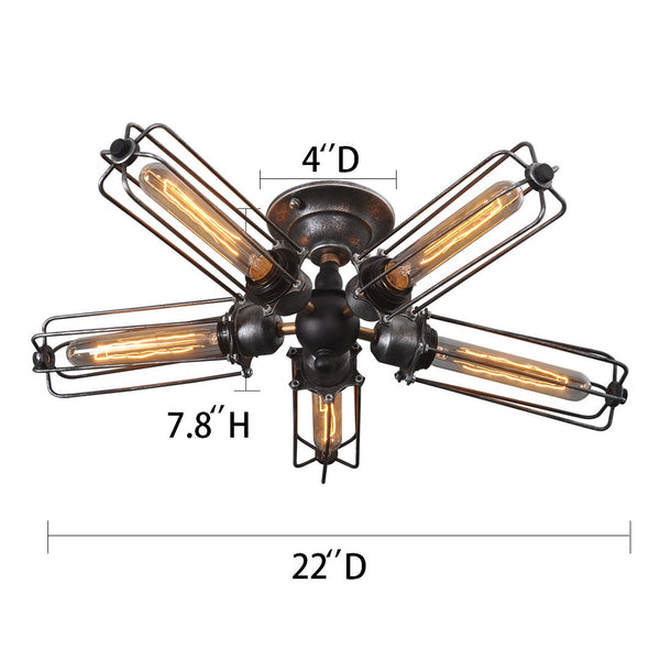 Cylinder 5 Lights Cage Flush Mount Ceiling Light -  westmenlights