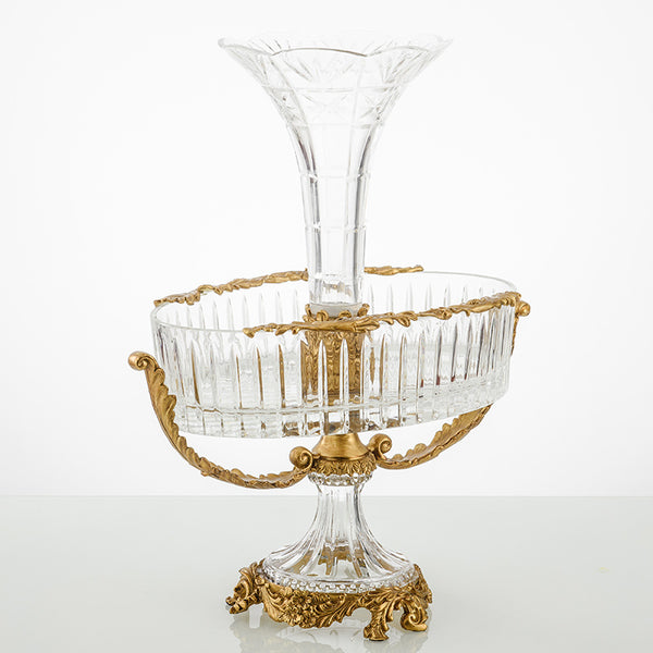 Modern Brass Crystal Flower Vase combines Fruits Bowl -  westmenlights