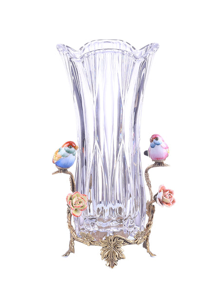 gilt bronze crystal flower vase