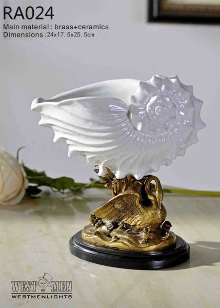Classical Porcelain Basin White Shell Shape Centerpiece -  westmenlights