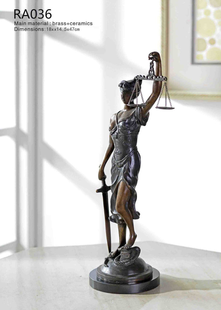 Gilded Bronze Goddess of Justice Statue - westmenlights