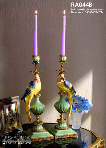 Pair(2 Pieces) Gilt Bronze Porcelain Candlesticks -  westmenlights