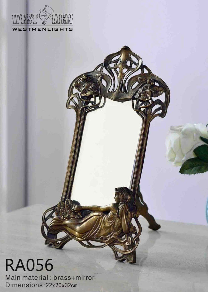 Gilt Brass Ormolu Tabletop Mirror - westmenlights