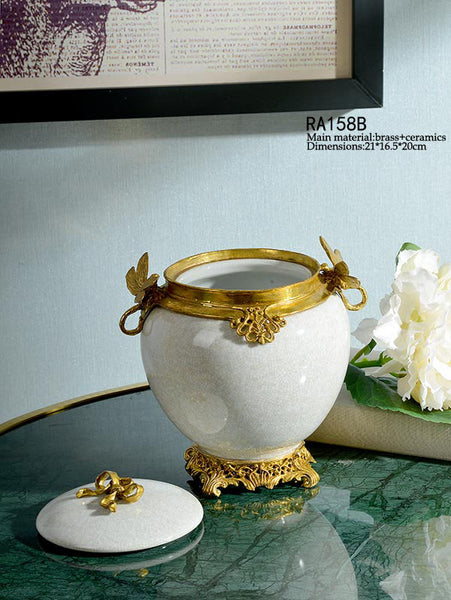 Gilt Bronze Yellow Traditional Dragonfly Container -  westmenlights