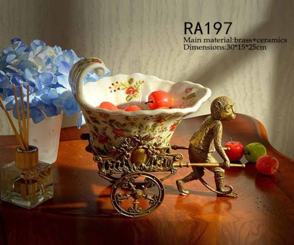 Classical Brass Porcelain Plate Bowl Monkey -  westmenlights