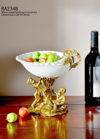 European Porcelain Brass Decorative Plate Handmade Craft -  westmenlights