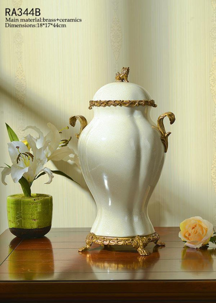 European Porcelain Bronze Decorative Pot Centerpiece - westmenlights