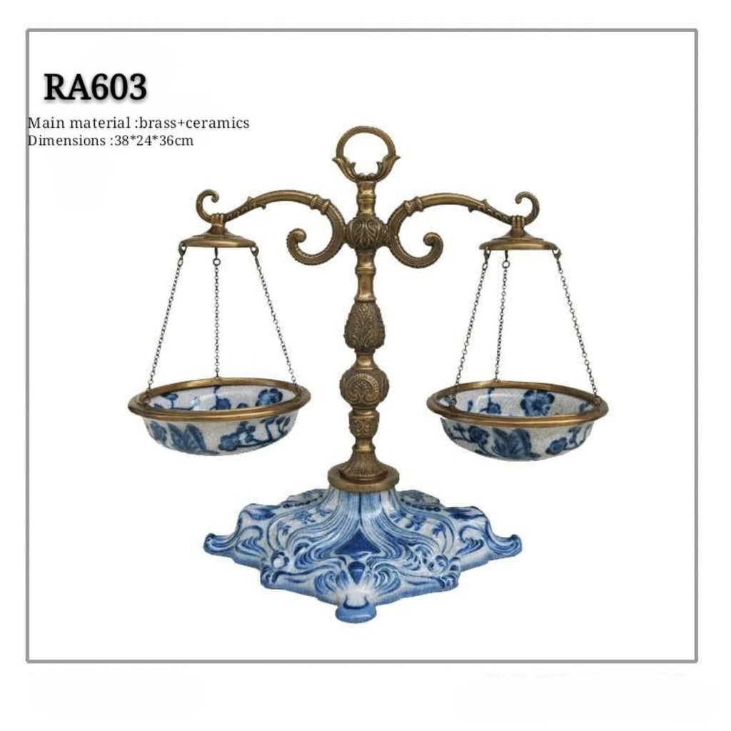 Gilt Bronze Porcelain Balance Scale - westmenlights