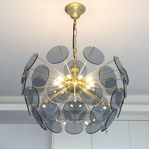 Circular Golden Lighting with Color Glass Shade -  westmenlights
