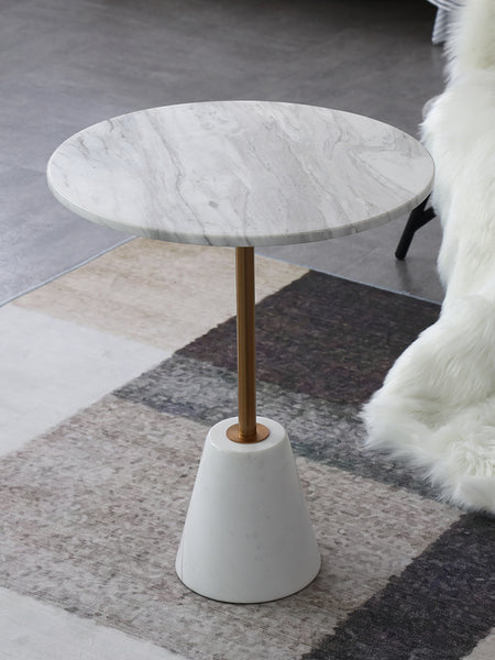 Cone Nature White & Black Marble Side Table -  westmenlights