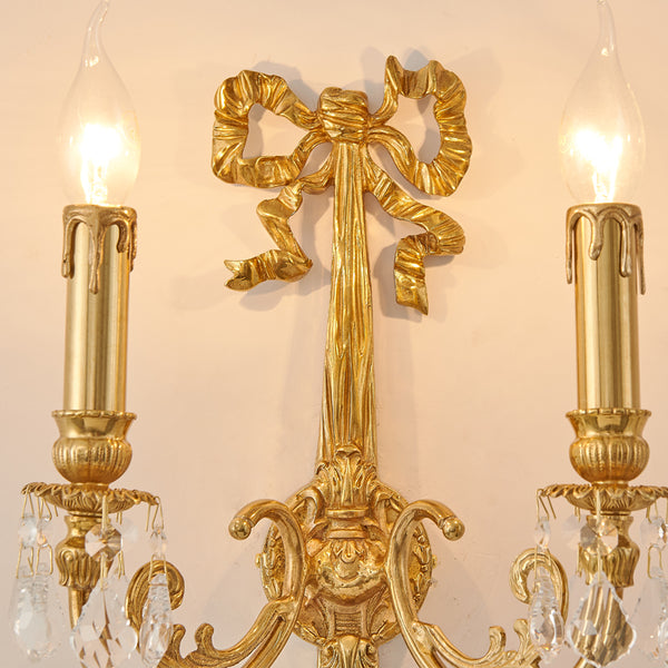 gilt bronze bow double sconce -  westmenlights