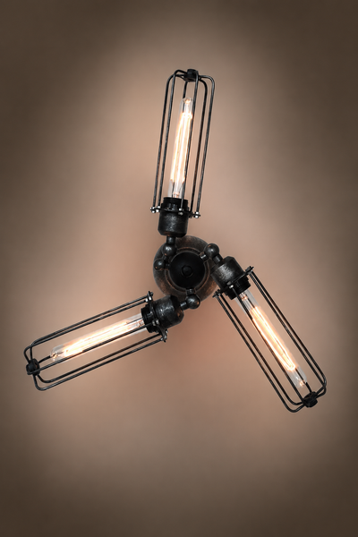 Cylinder 3 Lights Cage Swing Arm Sconce