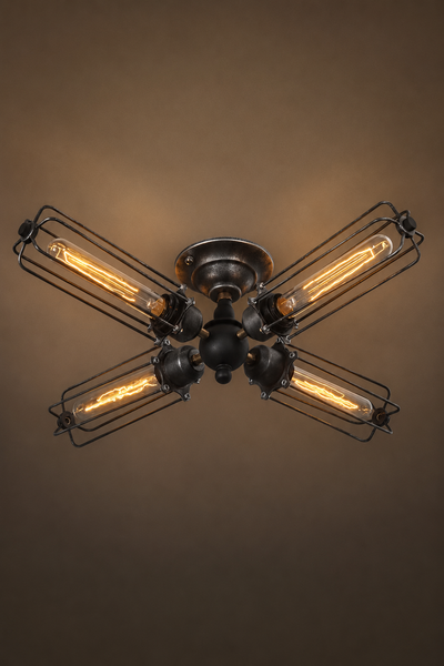 Cylinder 4 Lights Cage Flush Mount Ceiling Light