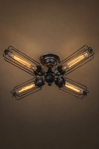 Cylinder 4 Lights Cage Flush Mount Ceiling Light