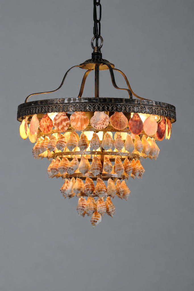 CAPIZ 3 lights pendant light,5 tiers,trumpet shell