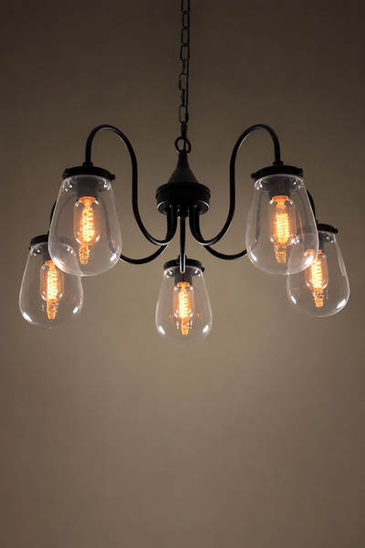 Globe 5 Lights Clear Glass Chandelier Lighting