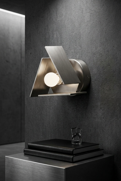 Modern Minimalist Geometric Wall Sconce in Brushed Nickel