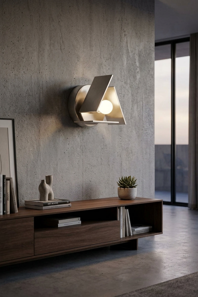Modern Minimalist Geometric Wall Sconce in Brushed Nickel