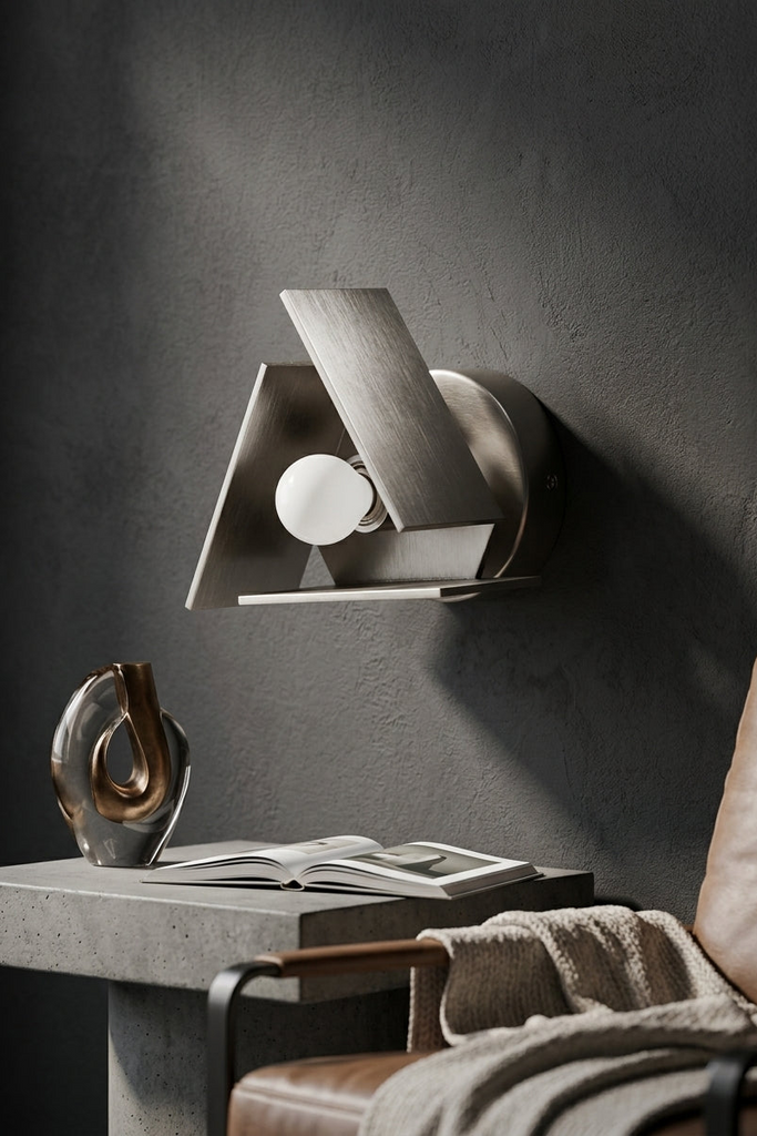 Modern Minimalist Geometric Wall Sconce in Brushed Nickel