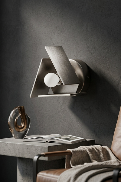 Modern Minimalist Geometric Wall Sconce in Brushed Nickel