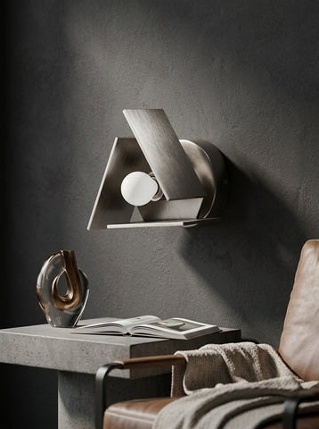 Modern Minimalist Geometric Wall Sconce in Brushed Nickel