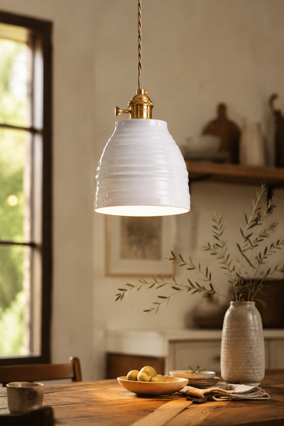 Vintage Ceramic Wavy Pendant Light