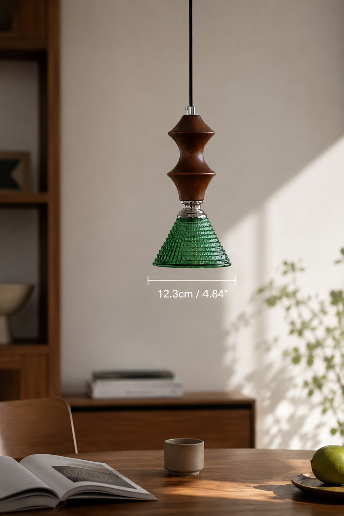 Mid-Century Green Glass Pendant Light