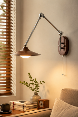 Modern Adjustable Swing Arm Wall Sconce with Pull Chain Switch