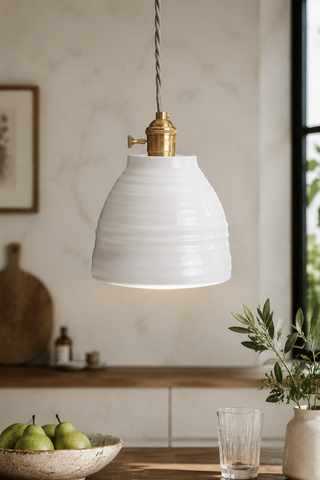 Vintage Ceramic Wavy Pendant Light