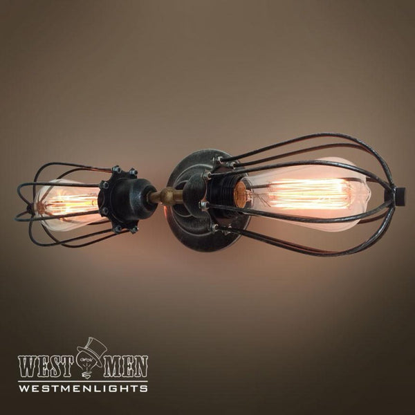 Globe 2 Lights Double Arm Cage Sconce -  westmenlights
