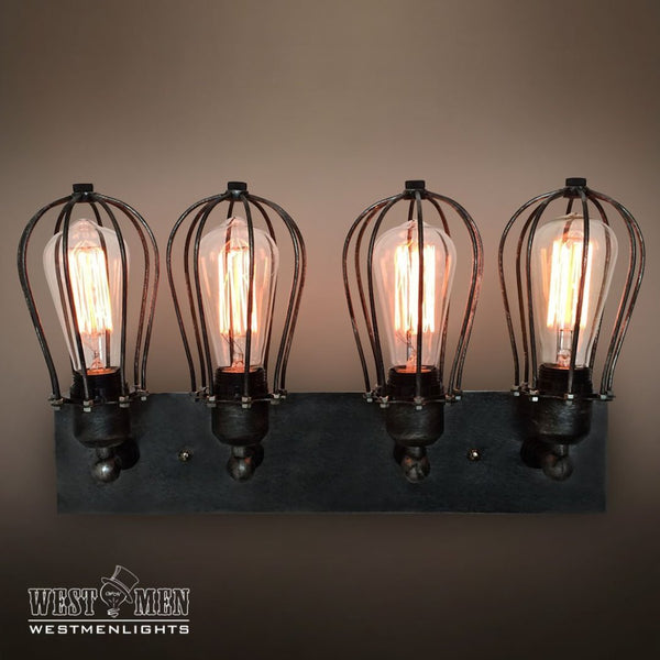 Globe 4 Lights Metal Cage Vanity Sconce -  westmenlights