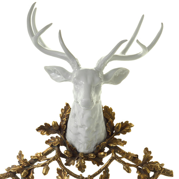 欧式古典高档奢华客厅动物摆件软装壁饰鹿头陶瓷镶铜家居装饰挂钟