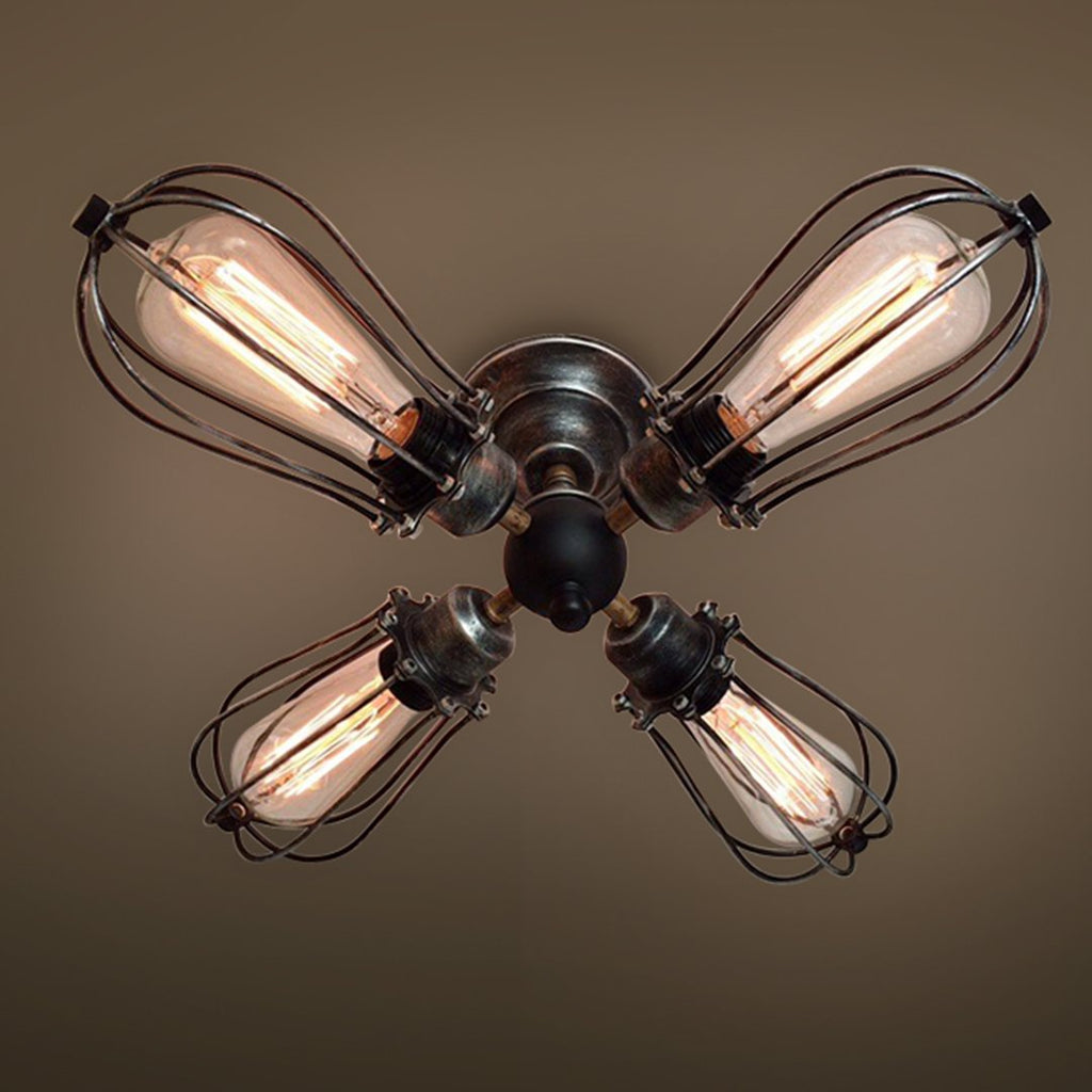 Globe Lights Cage Semi Flush Mount Ceiling Light