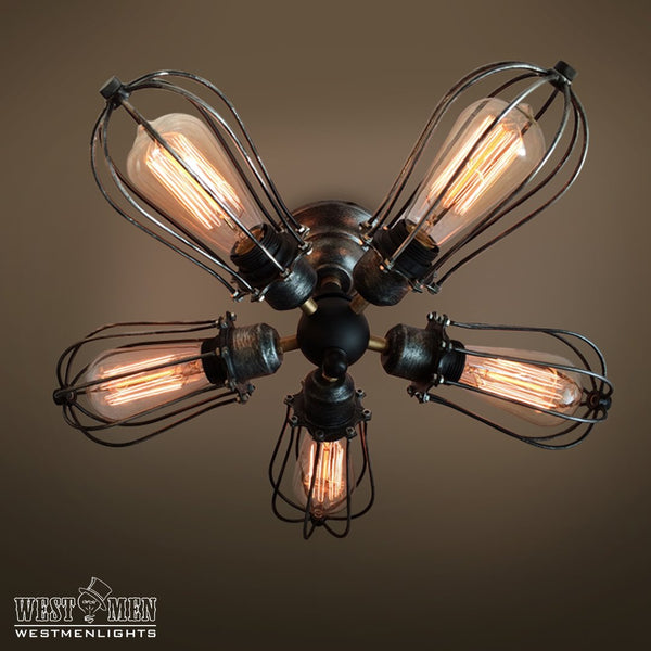 Globe 5 Lights Cage Flush Mount Ceiling Light -  westmenlights