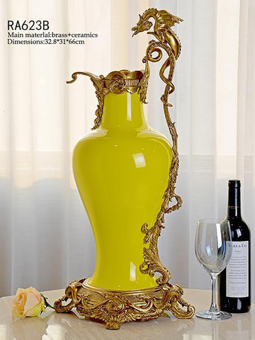 Ormolu Mounted Dragon Yellow Porcelain Vase -  westmenlights