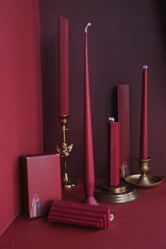 KAWA solid red handmade candles wedding candles -  westmenlights