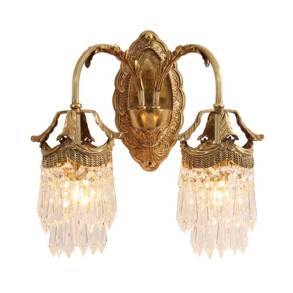 gilt bronze wall sconce with crystal lampshades -  westmenlights