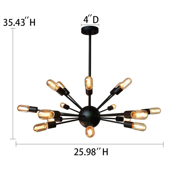 Sputnik 18 Lights Brown Metal Chandelier Lighting -  westmenlights