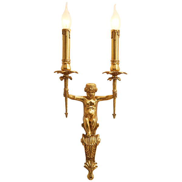 gilt bronze angel double bulb sconce -  westmenlights