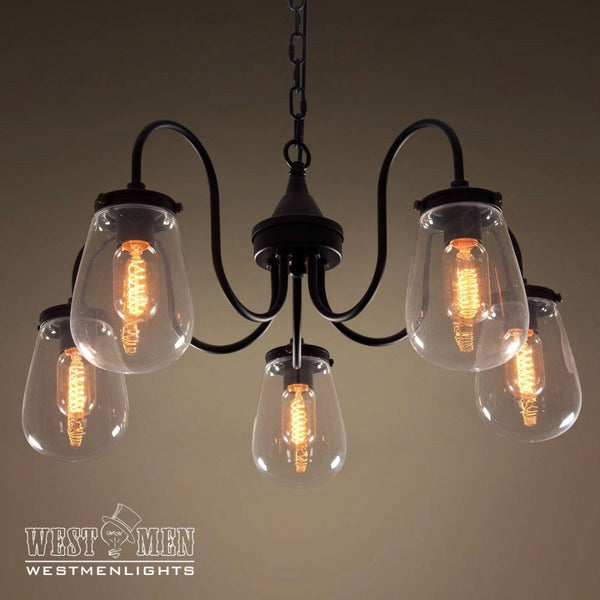 Globe 5 Lights Clear Glass Chandelier Lighting -  westmenlights