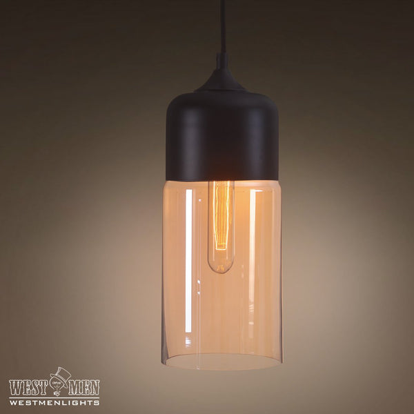 Amber 1 Light Cylinder Glass Pendant Lighting -  westmenlights