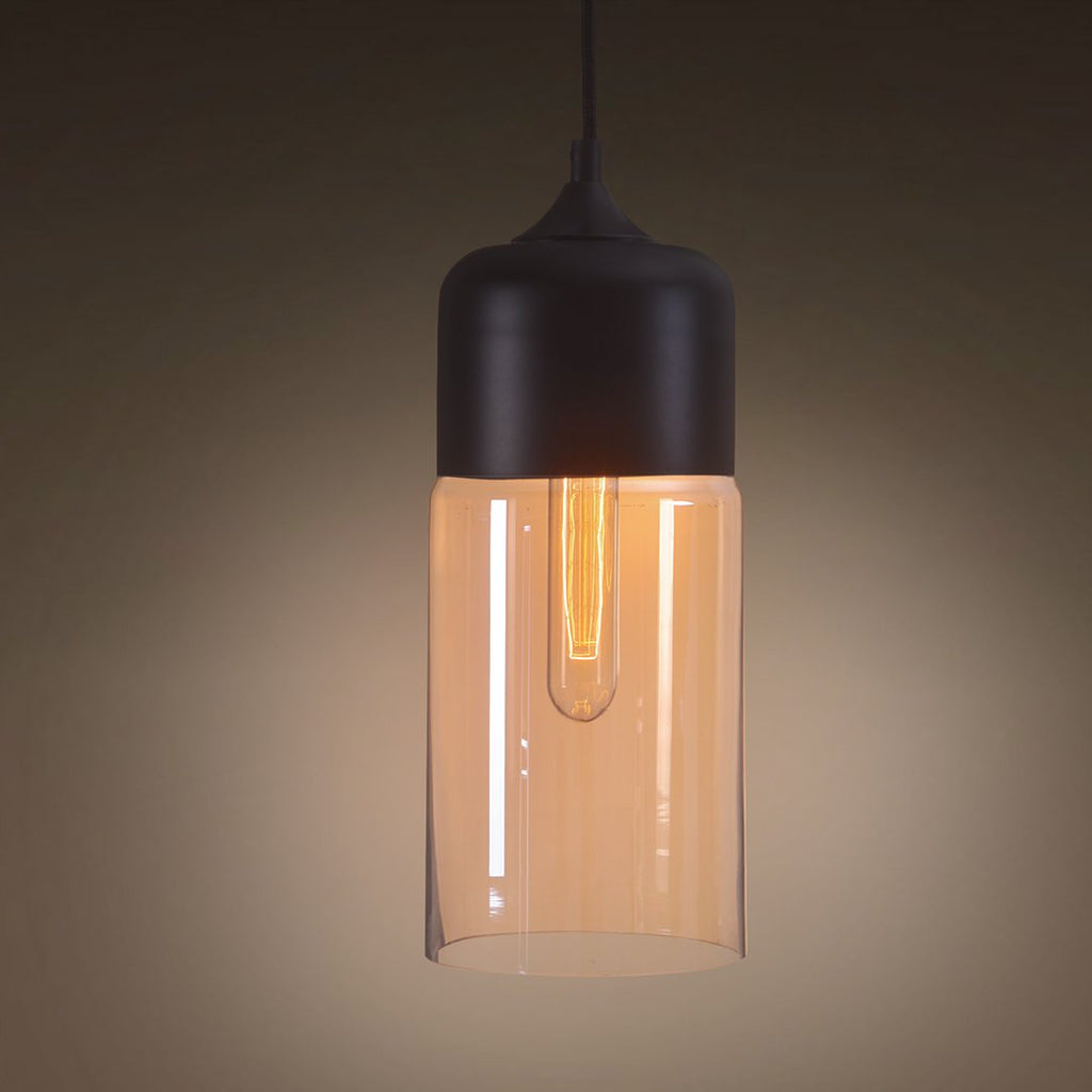 Amber 1 Light Cylinder Glass Pendant Lighting -  westmenlights