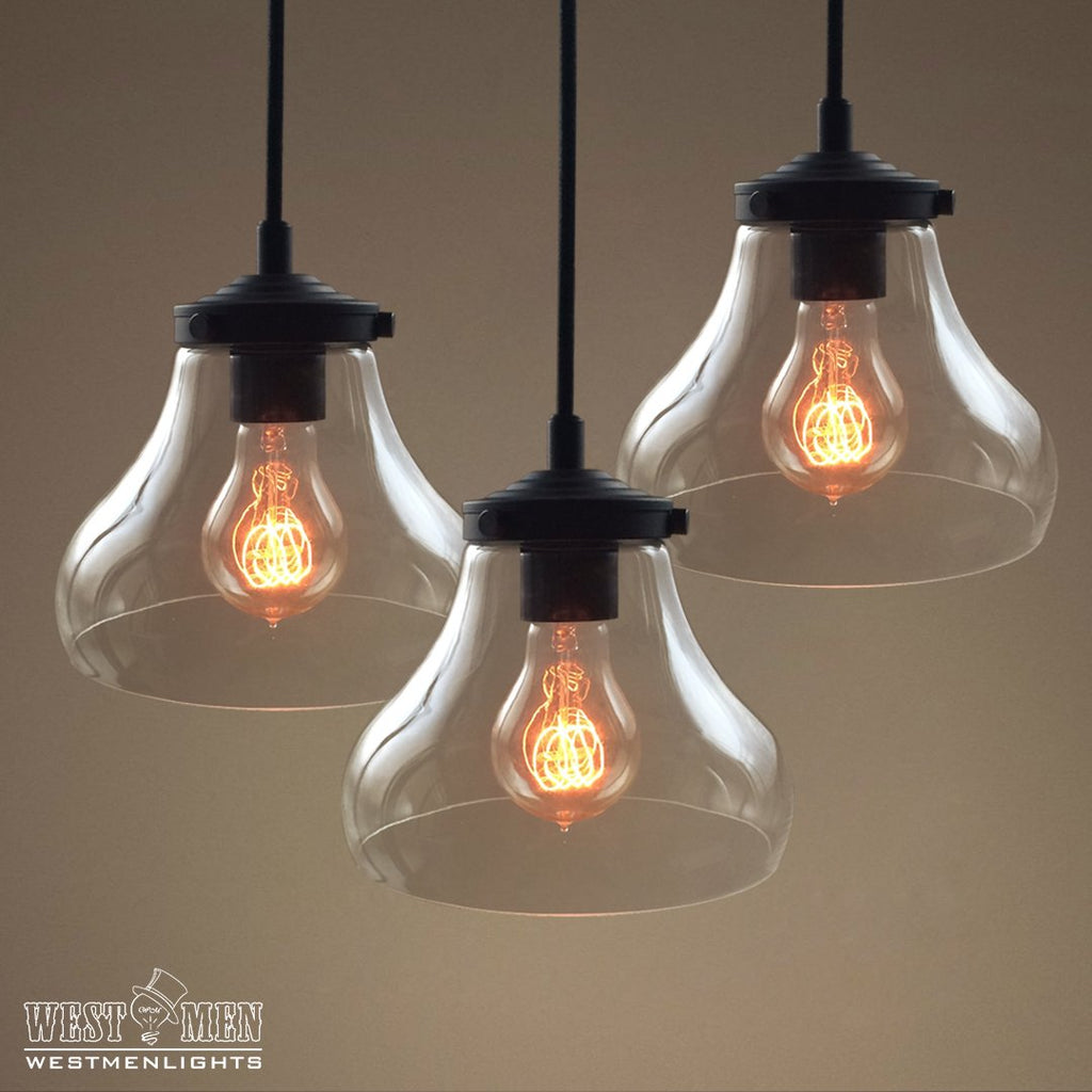 Bell Clear Glass Pendant Light Pack of 3 -  westmenlights